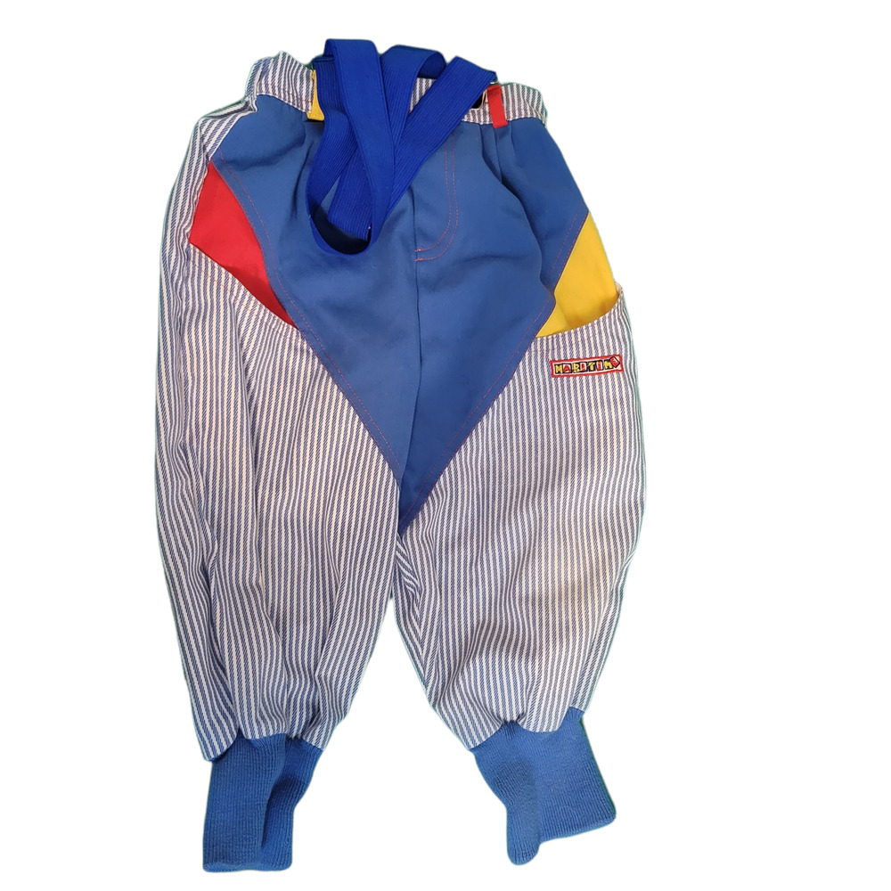 VTG Tiny Tots Original Baby Romper Suspenders Colorblock Striped 90's Size 2